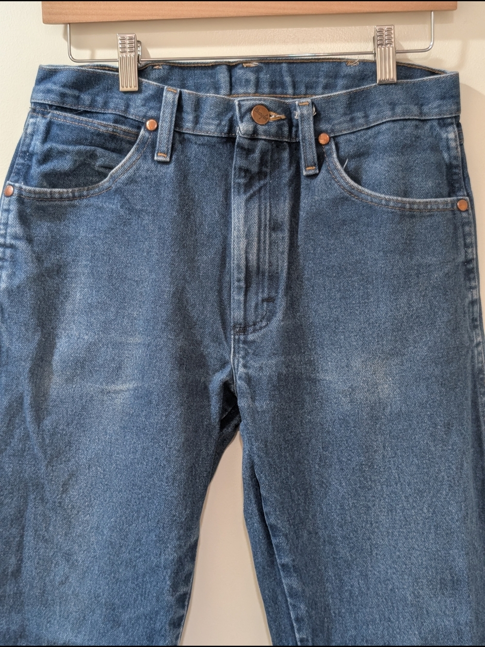 Wrangler Blue Denim Jeans  30x32 Men's 13awz Cowboy Cut A001 5 Pocket Button Zip - Picture 9 of 11